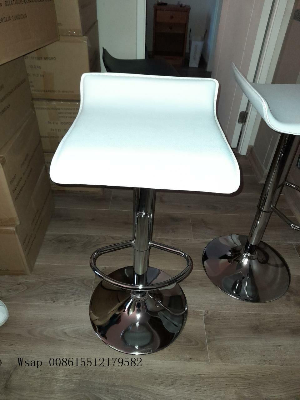 Chair Black Leather Dining Metal Chrome and White Bar Stool Saucer Chair Modern Hotel Lounge Leather Barstool Chair