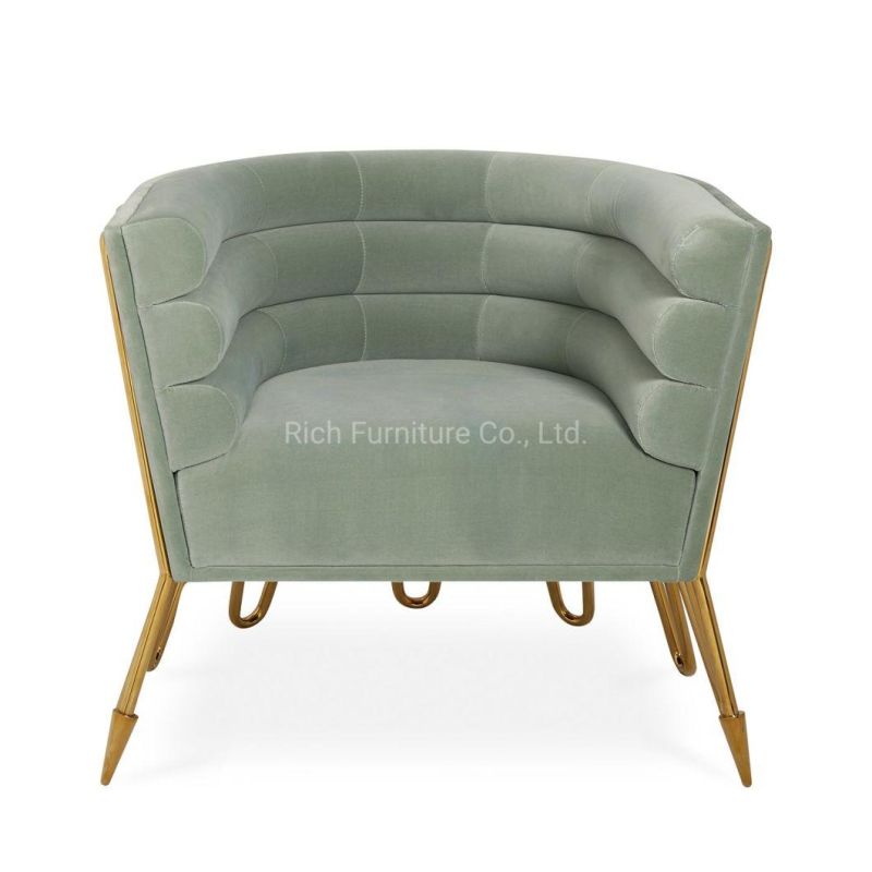 Modern Living Room Hotel Event Leisure Fabric Velvet Accent Chair Arm Chair Nordic Sofa Couch