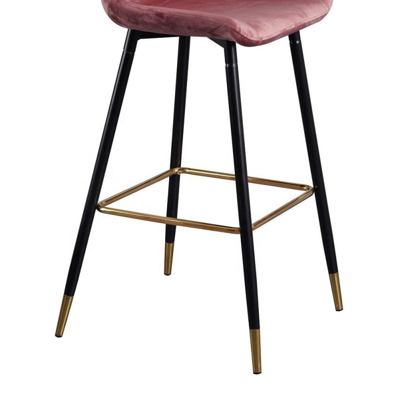 High Quality Gold Metal Leg Velvet Bar Chair with Industrial Bar Stool