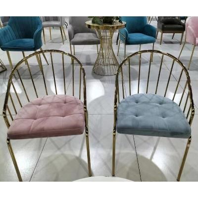 Dining Room Chair Metal Leg Velvet Fabric Ring Back Luxury Modern Furniture