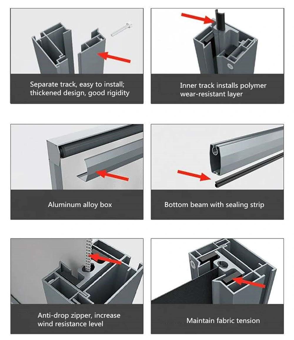 Windproof Zip Track Outdoor Motorized Roller Blinds