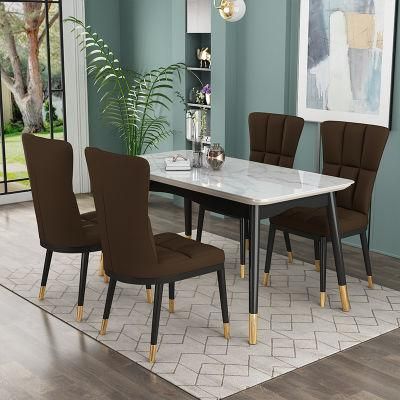 Modern Nodic Dining Chairs Set 4 Upholstery Dining Chair Marble Table and Chairs for Dining Room