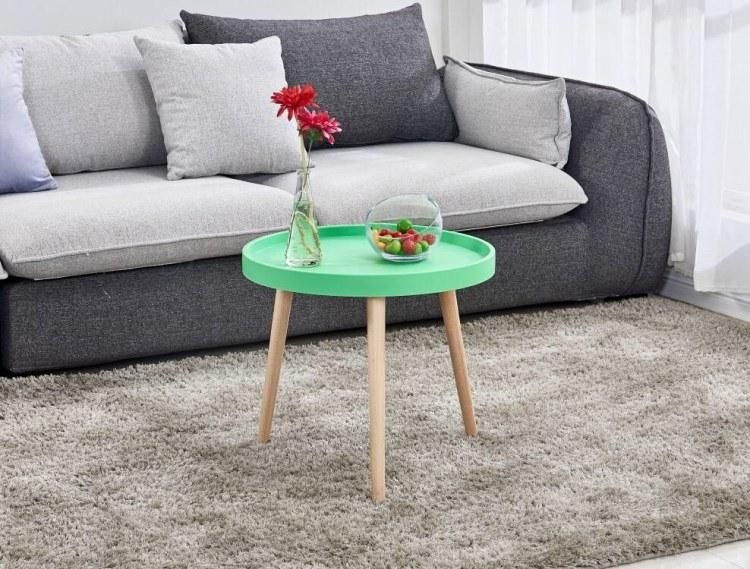 Minimalist Living Room Side Corner Table Wooden Legs Plastic Top Coffee Nest Table for Home