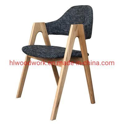 Oak Wood Tai Chair Oak Wood Frame Natural Color Grey Fabric Cushion and Back Dining Chair Coffee Shop Chair Office Chair