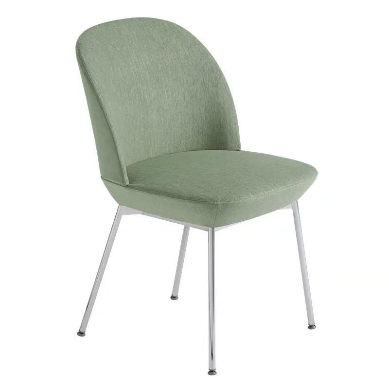Simple Injuection Foam Fabric Dining Chair with Stainless Steel Leg