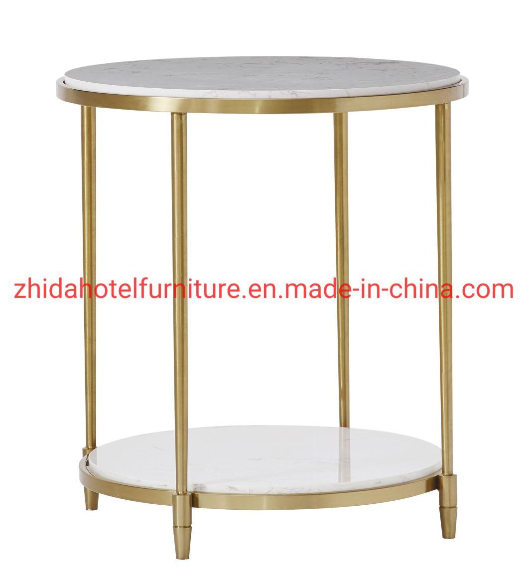 Hotel Lobby Area Marble Top Metal Coffee Side Table