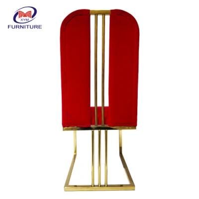 Upholstered Red Velvet Brass Stainless Steel Legs Tufted Dining Chair