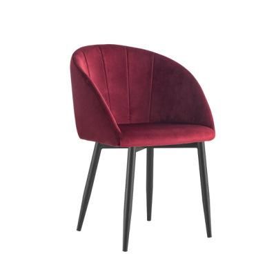 Hotel Home Restaurant Red Fabric Velvet Modern Tufted Fabric Dining Chair