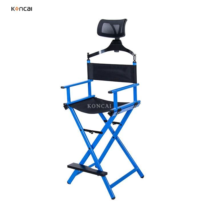 Koncai Aluminum Folding Makeup Chair with Headrest Beauty Salon Artist Director Chair