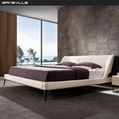 Modern Italy Design Bedroom Furniture Leather Wall Bed with Stainess Steel Legs