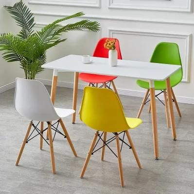 Furniture Wholesale Wooden Leg Dining Chair Yellow Plastic Nordic Eiffel Chair Dining Room Sets Wood Chairs