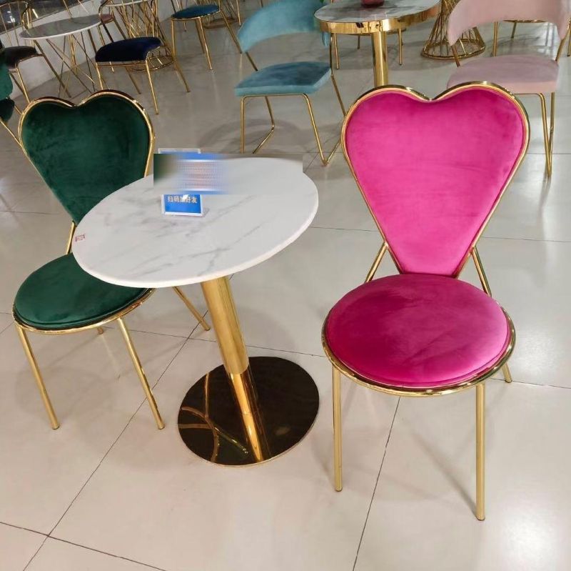 Modern Restaurant Furniture Metal Frame Velvet Upholstered Dining Chair