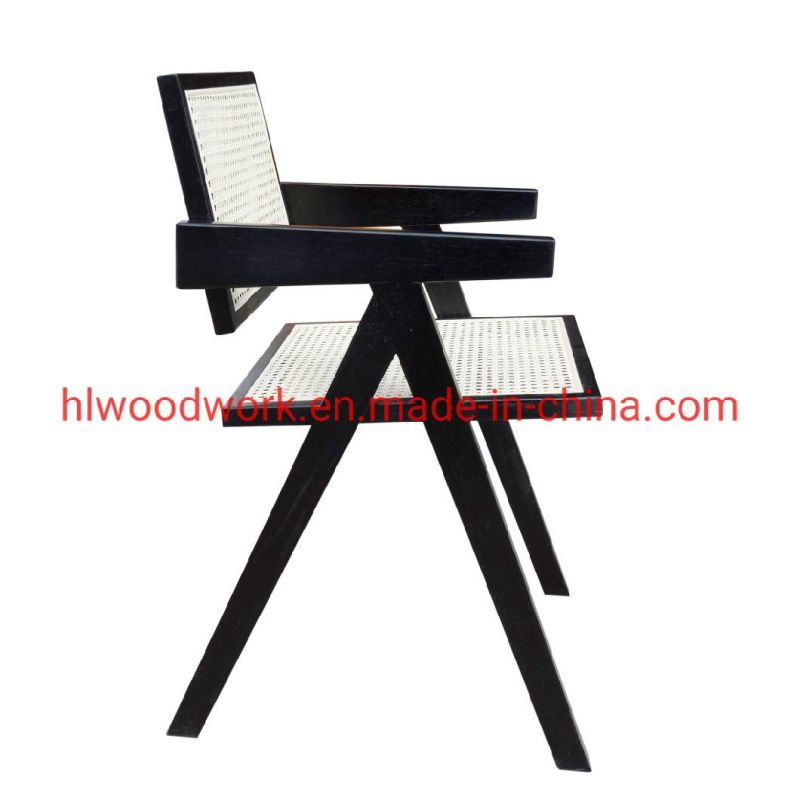 K Style Rattan Chair Dining Chair Ash Wood Frame Black Color Outdoor Chair Resteraunt Chair Hotel Chair