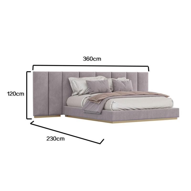 High End European Contemporary Style Solid Wood Bed Furniture Modern Upholstered Mattress Bed