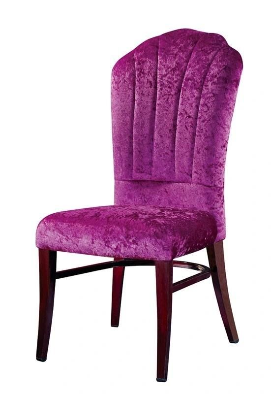 Modern Customized High Back Flannel Fabric Wood Grain Dining Chair