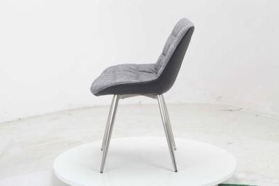 Grey Flannel Fabric Chair with Silver Legs