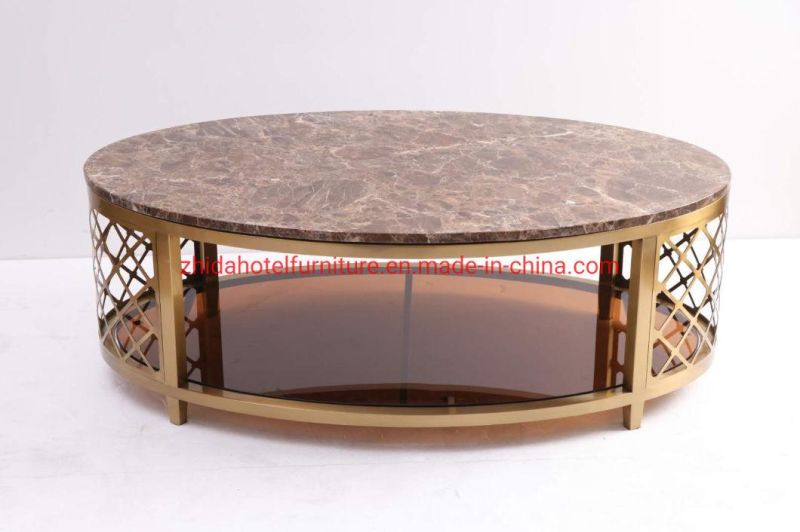 Luxury Furniture Gold Stainless Steel Frame Sectional Coffee Table