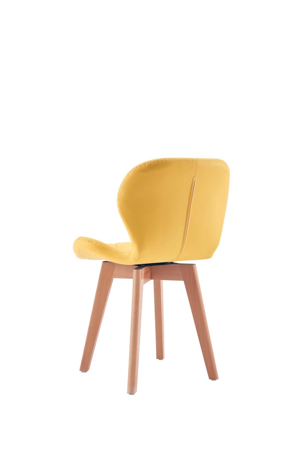 Modern Design Cheap Home Furniture PU Leather Dining Room Chairs Beech Wood Legs Colorful Fabric Dining Chair