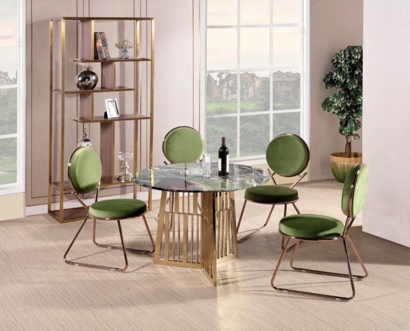 Luxury Dining Chair Living Room Leisure Chairs with Metal Base and Fine Fabric Cushion Furniture