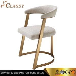 Luxury Fabric Dining Chair with Champagne Gold Brushed Stainless Steel