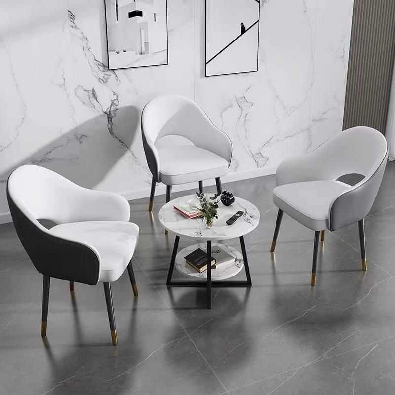 Okay Wholesale Design Room Furniture Nordic Velvet Fabric Modern Luxury Dining Chairs Metal Legs Black Gold PU Dining Chair