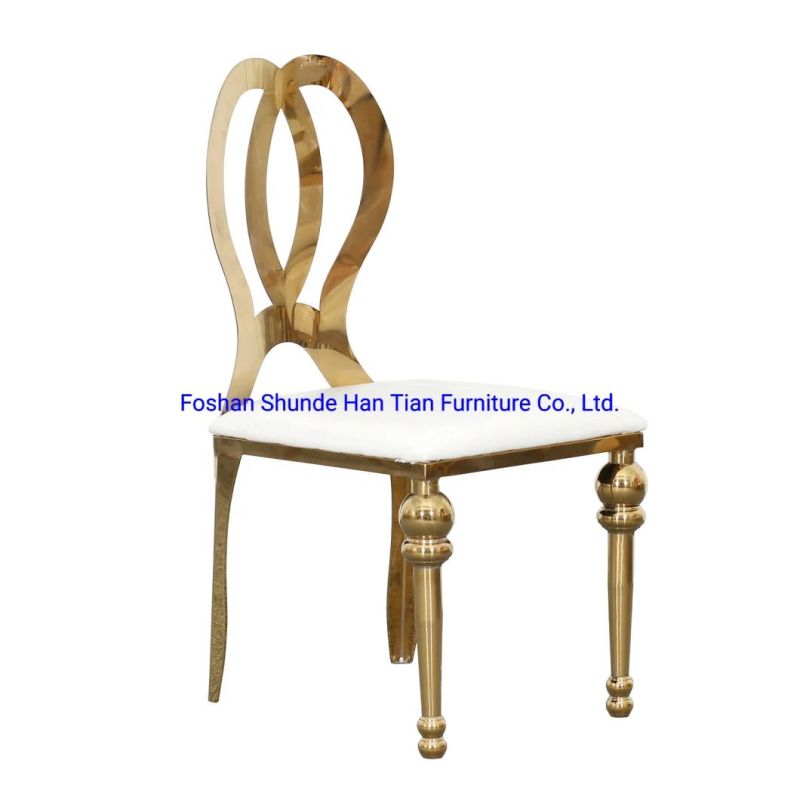 Gold Stainless Steel Metal Furniture Wedding Restaurant Fabric Banquet Dining Chairs