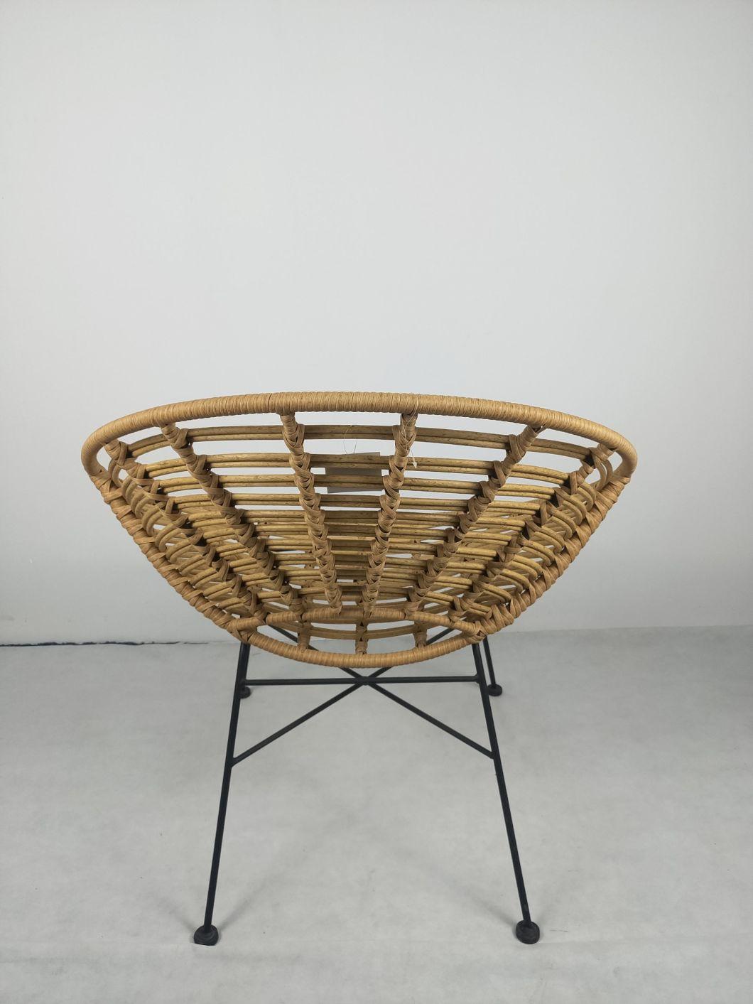 New Design Egg Dining Chair PE Round Rattan Iron Steel Bar Base Legs Chairs