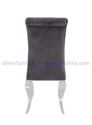 Modern European Style Hotel Dining Chair Stainless Steel Leg Velvet Dining Chair