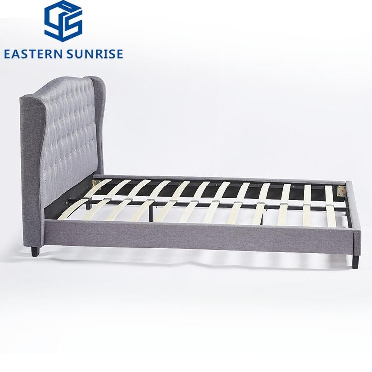 New Style Household Queen Bed Frame Fabric Wood Slat Bed