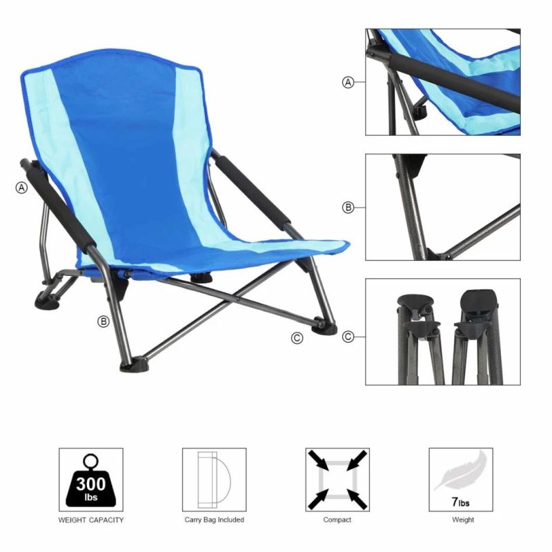 Portal Low Beach Camp Chair Folding Compact Picnic Concert Festival Chair with Carry Bag