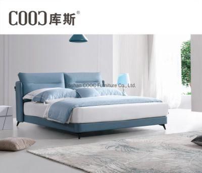 Modern Home Bedroom Furniture Set Queen Size Blue Leather Bed