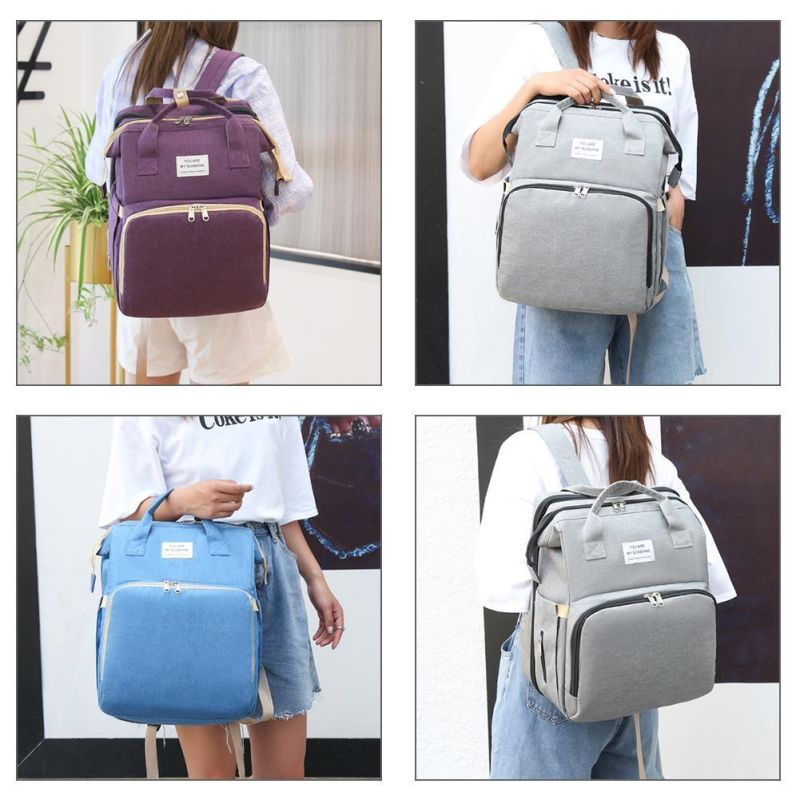 Multifunctional Fashion Mummy Diaper Backpack Baby Diaper Bag Outdoor Sleep Bed Women Travel Maternity Nursing Handbag Stroller Bag for Ladies Gift Baby Product