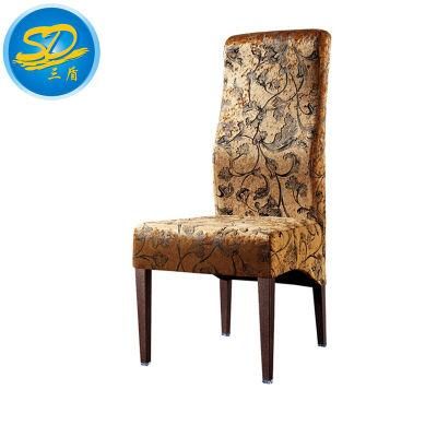 High Back Linen Fabric Wood Imitated Dining Chair