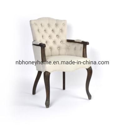 Elegant Soft Back Antique Style Solid Wood Upholstery Tufted Back Chair