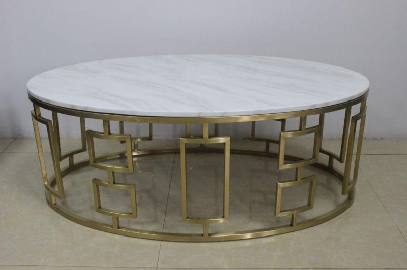 Zhida Wholesale Furniture Supplier Hot Sale Light Luxury Living Room Center Table Modern Round Glass Gold Metal Frame Coffee Tea Table