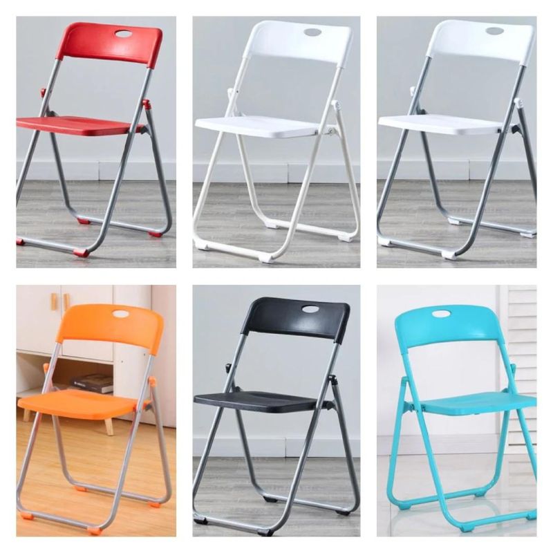 Modern Office Folding Chair Stackable Plastic Conference Chair with Steel Frame for Church