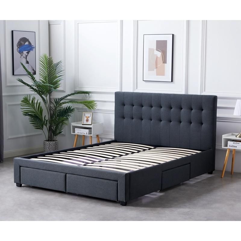 Luxury Queen Bed Frame with Headboard with Storage and Tufted Bed Frame with Drawers