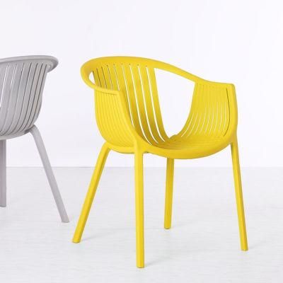 Modern Living Room Furniture Restaurant PP Injection Molding Plastic Dining Chairs with Armrest