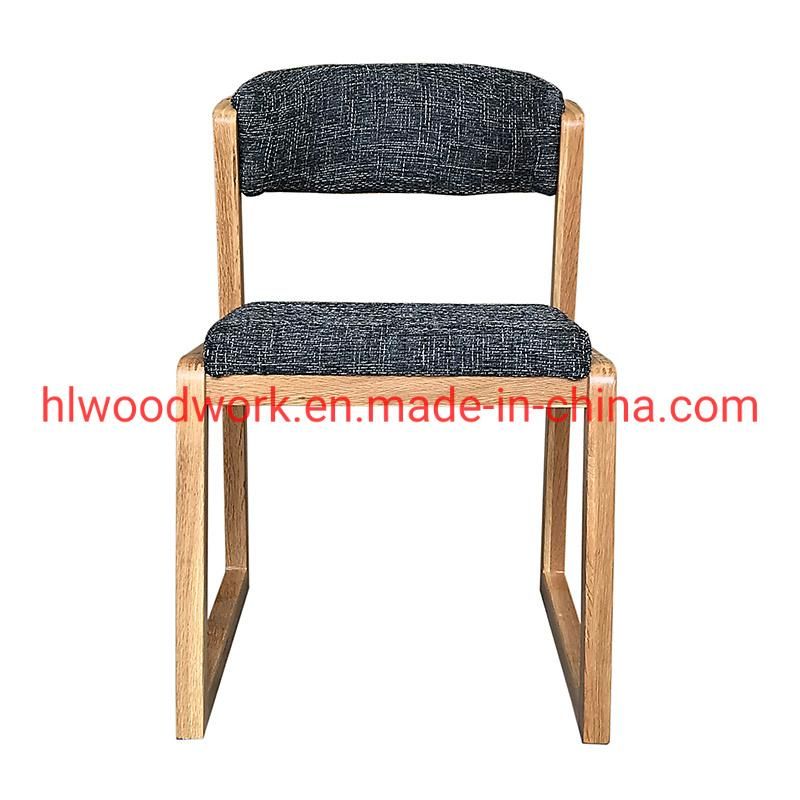 Dining Chair H Style Oak Wood Frame Grey Fabric Cushion Home furniture Modern Furniture