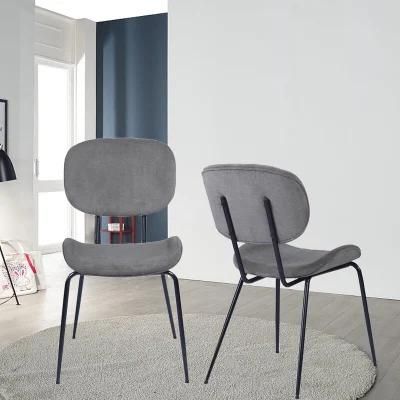 Modern Upholstered Fabric Sitting Dining Chairs with Steel Frame