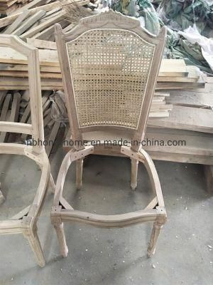 Luxury High Quality Carved Rattan Back Upholstery Fabric Seat Dining Chair