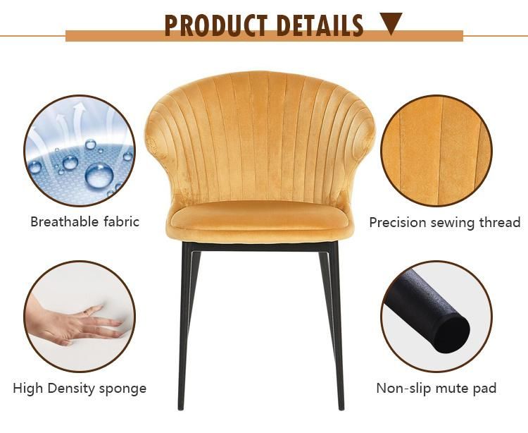 2022 Hot Sale Home Furniture Good Quality Dining Room Fabric Velvet Dining Arm Chair
