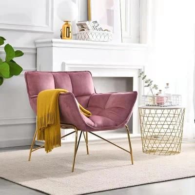 Customized Modern Sofa Lounge Chair Velvet Fabric Armchair Various Colors