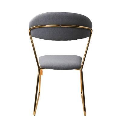 Wholesale Dining Furniture Gold Chrome Iron Legs Dining Chair Velvet Fabric Chair