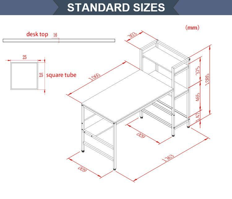 Korean Style Computer Desk with Shelf Wooden Writing Desk Study Table