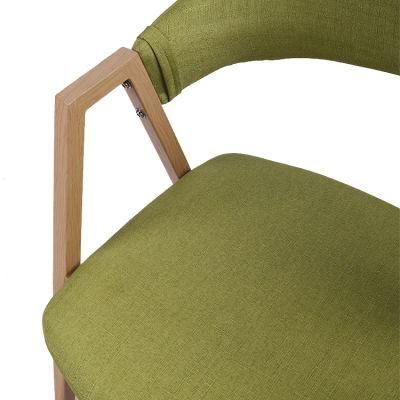 Wholesale Dining Furniture PVC Heat Transfer Wooden Design Chair Green Fabric Dining Chair