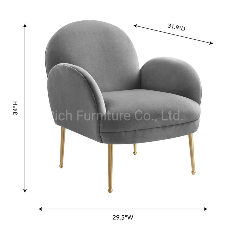 Home Chinese Furniture Fabric Velvet Leisure Living Room Accent Chair Restaurant Hotel Office