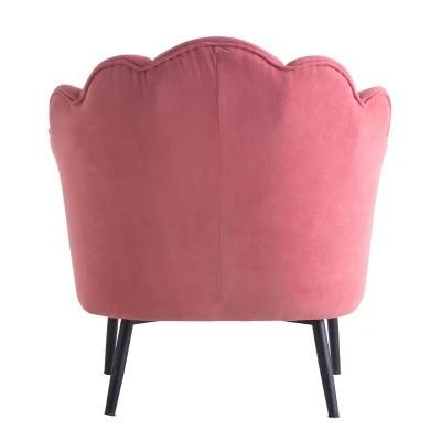 Hot Selling Home Furniture Nordic Simple Style Luxury Single Chair Pink Nordic Velvet Armchair Dining Chair
