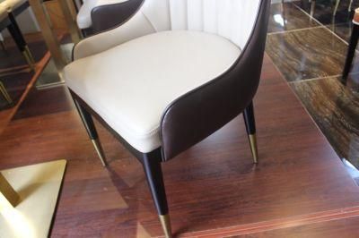 Foshan Dining Room Furniture Cheap Wood Legs Leather Upholstered Dining Chair Modern Style Leather Chair