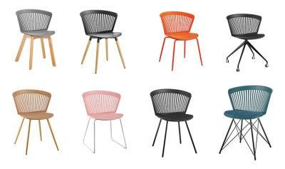Restaurant Cafe Furniture Colorful PP Plastic Stackable Dining Chair with Chromed Leg for Living Room